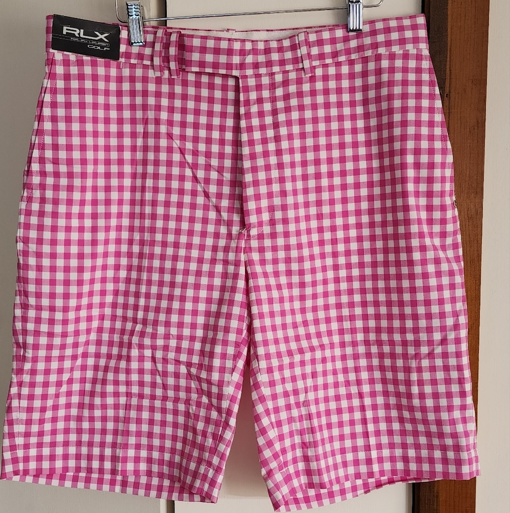 NWT Ralph Lauren RLX Pink and White Gingham Men's Shorts - sz 34